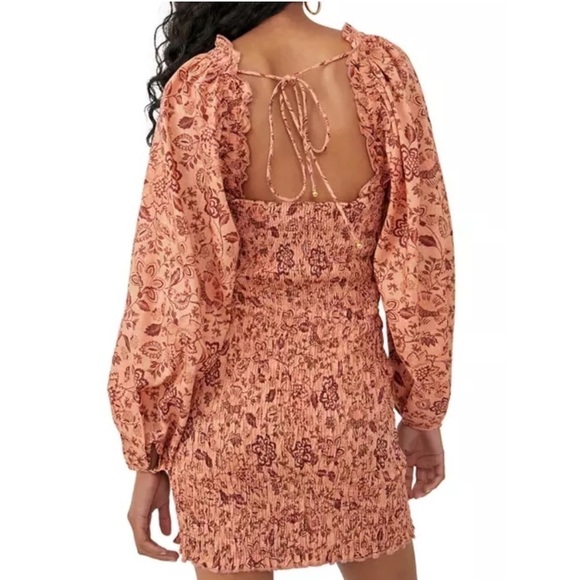 Free People | Smock It To Me Puff Sleeve Smocked Body Mini Dress Size Small NWT - Picture 2 of 12